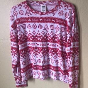 Pink Victoria secret pajama top Christmas flowers